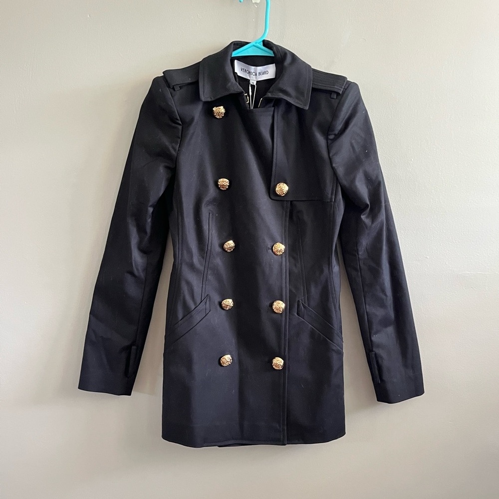 Veronica Beard  Angelique Dickey‎ Cropped Trench Black Gold 00 - Picture 5 of 12